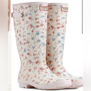 Hunter Women's Floral Rain Boots - Cream